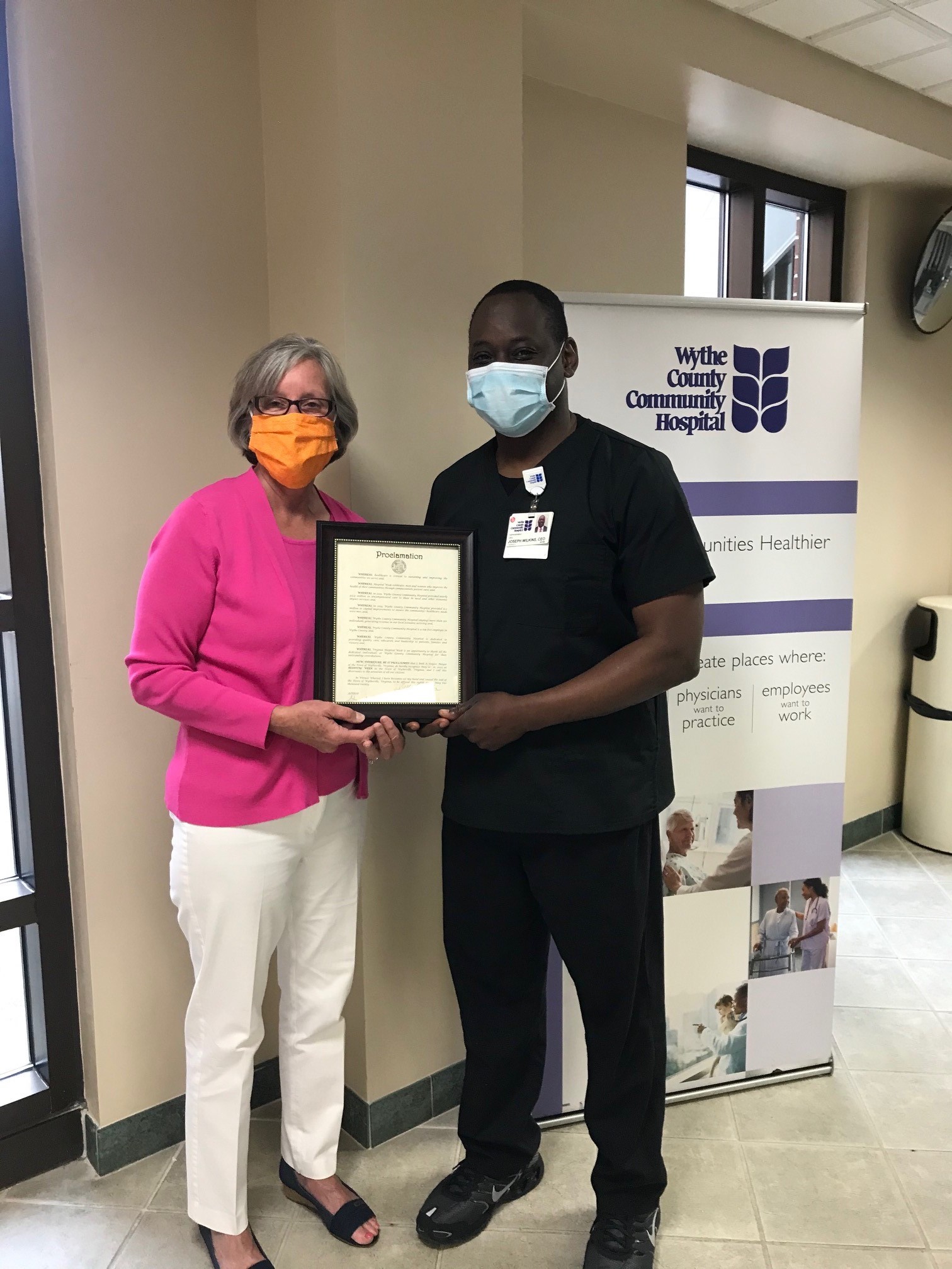 Mayor Beth Taylor of Wytheville and Joseph Wilkins, CEO